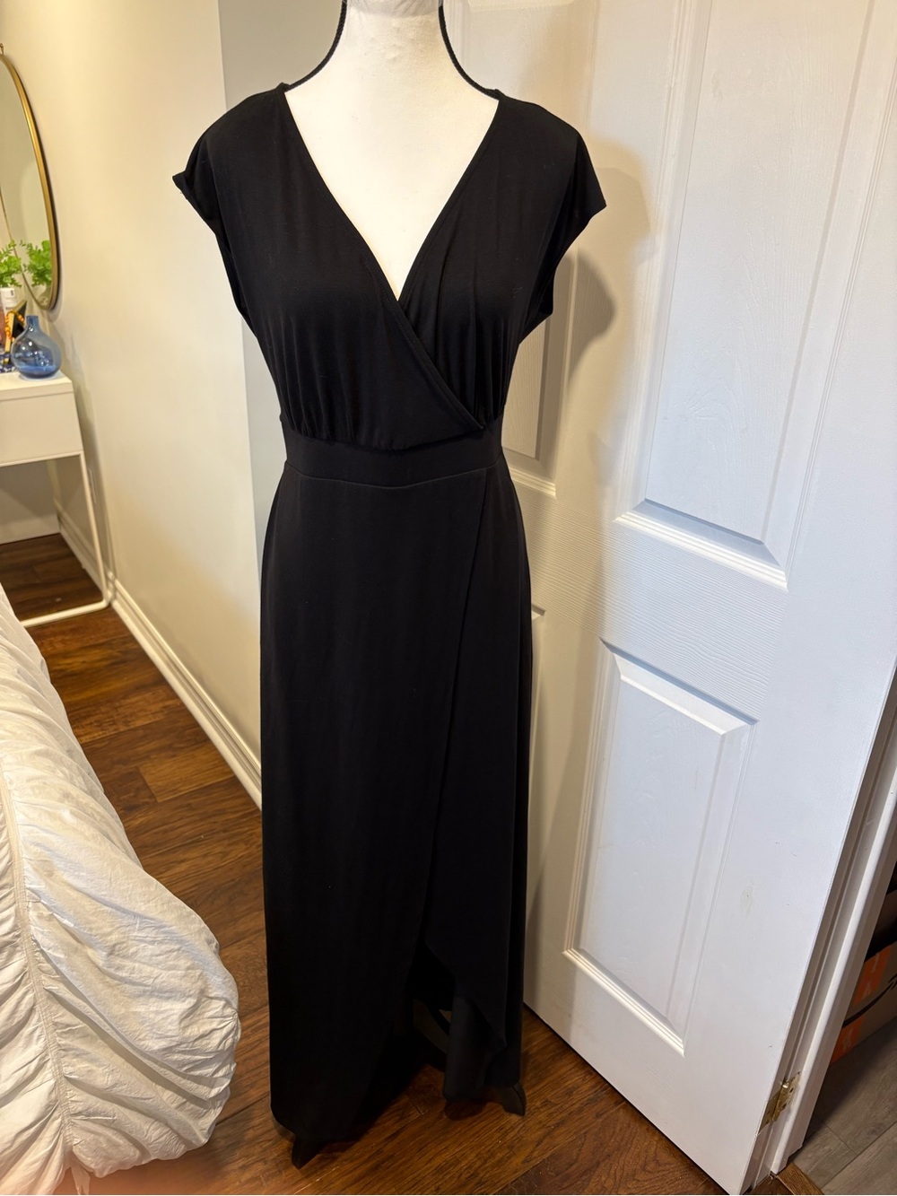 Torrid Black Wrap V Neck High Low Maxi Dress Size 0